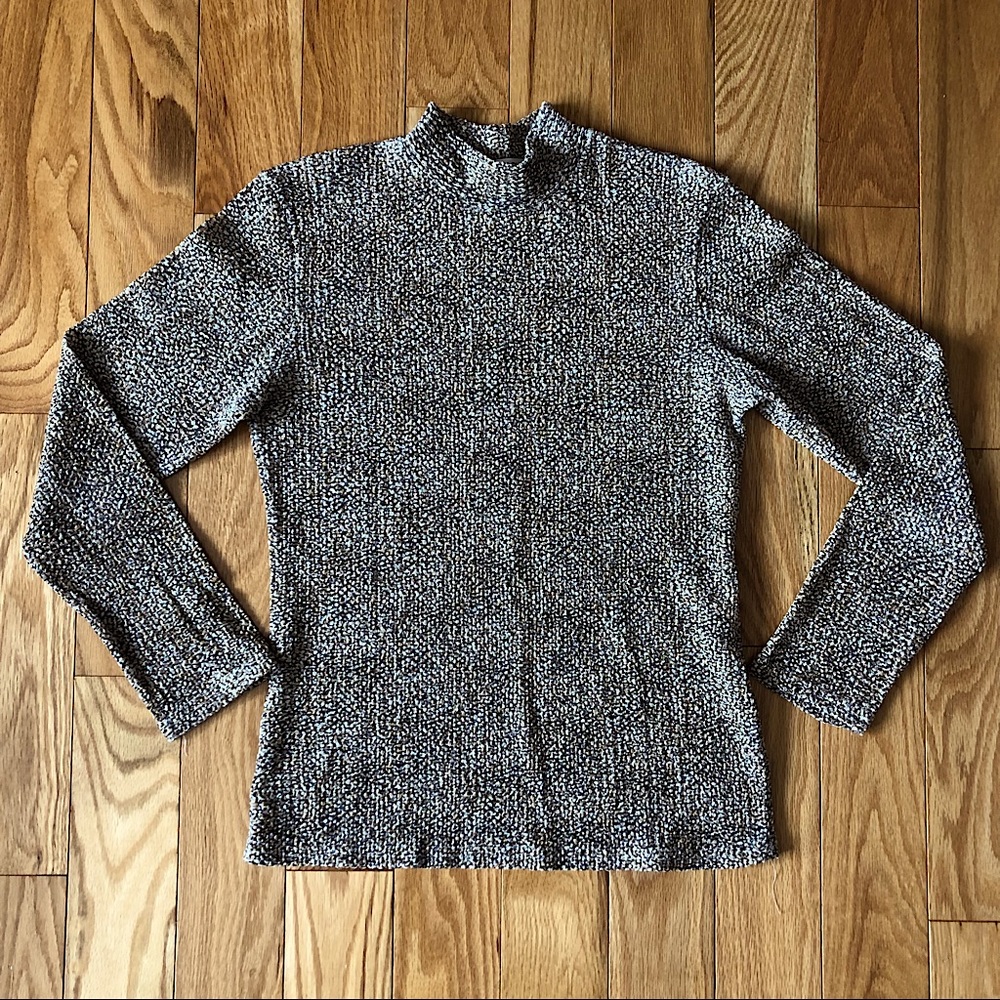 Ness Fine Popcorn Textured Mock Neck Long Sleeve Top